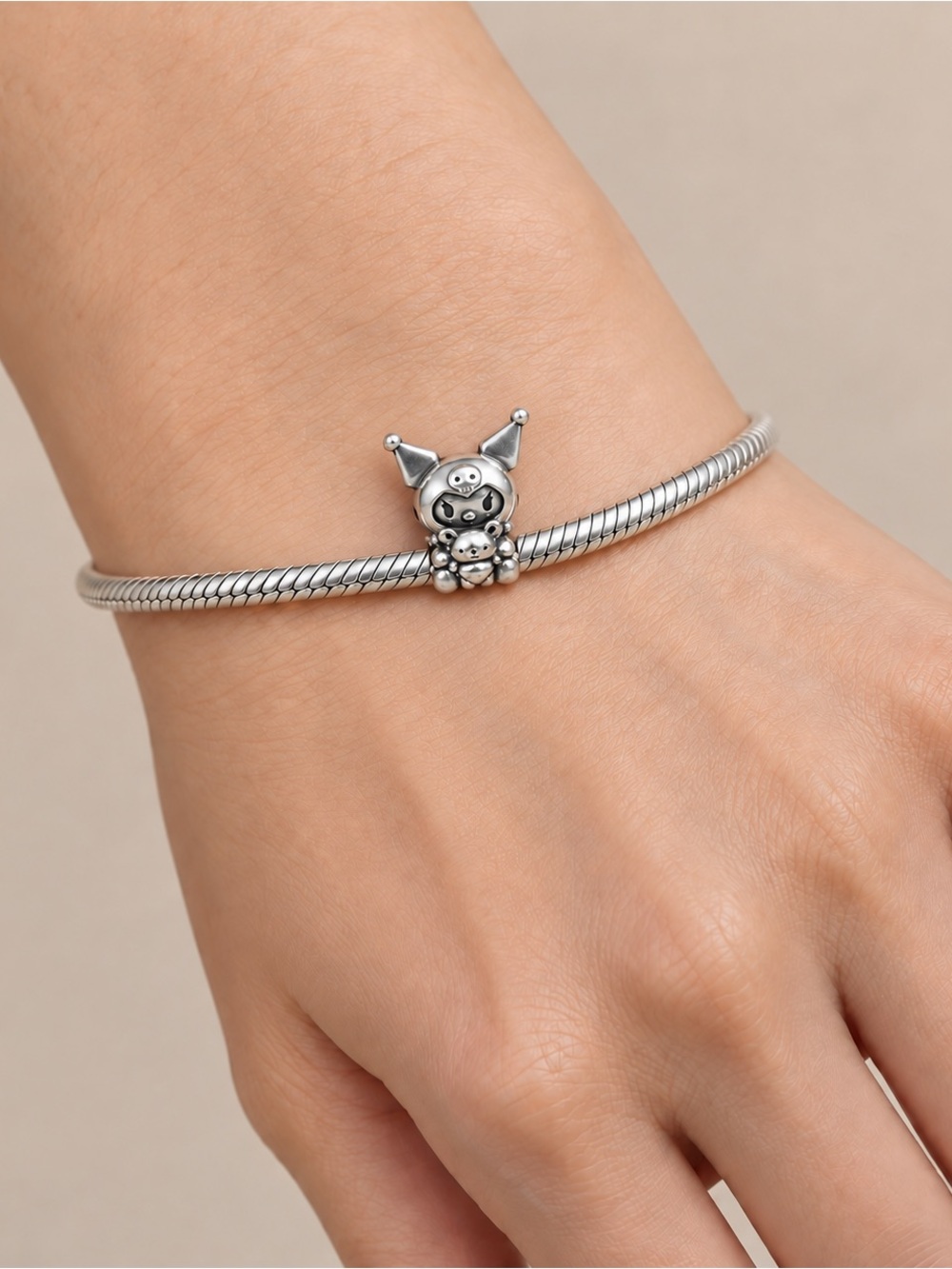 Silver Small Pets Charm Bracelet Bead - Silver Tone
